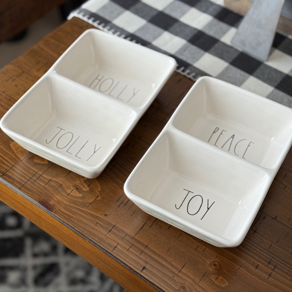 Rae Dunn White Ceramic Divided Serving Dishes